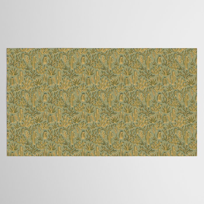 Cactus Desert - green and gold Tablecloth Gallery Image 2