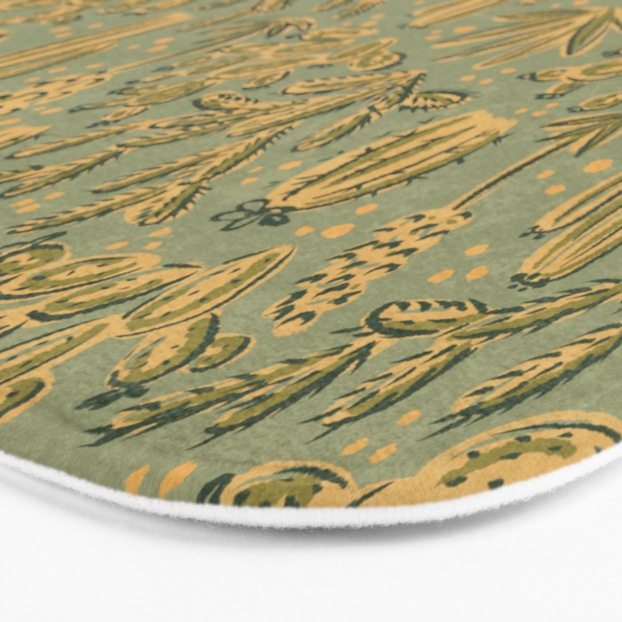 Cactus Desert - green and gold Bath Mat Gallery Image 3