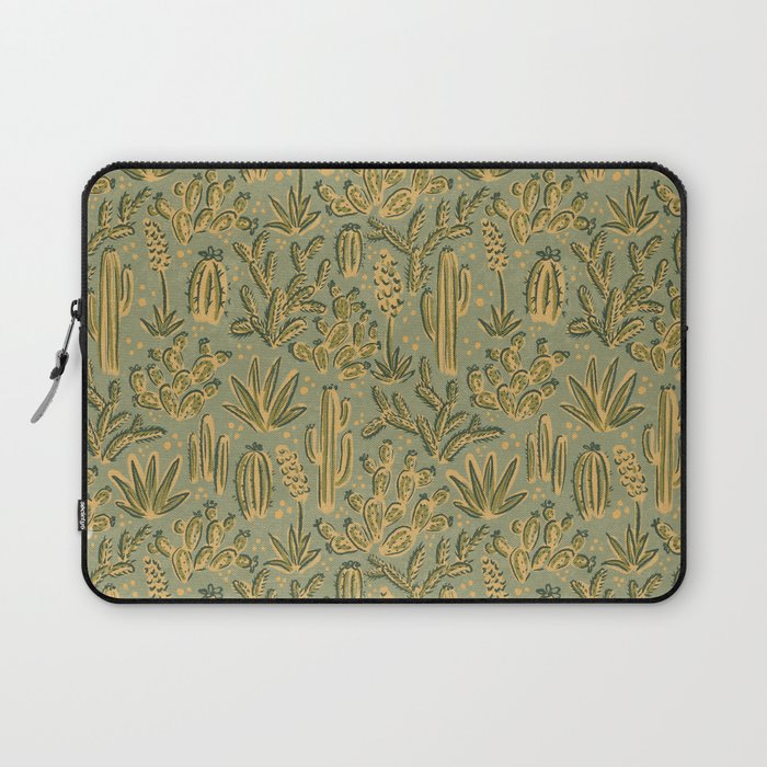 Cactus Desert - green and gold Laptop Sleeve Gallery Image 1