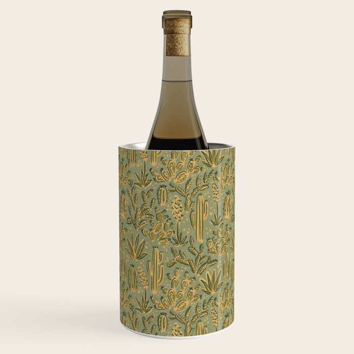 Cactus Desert - green and gold Wine Chiller Gallery Image 1