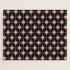 Atomic Age Retro 50s Starburst Pattern in Dusty Blush Pink and Black Jigsaw Puzzle Gallery Image 1