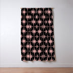 Atomic Age Retro 50s Starburst Pattern in Dusty Blush Pink and Black Window Curtain Gallery Image 3