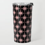 Atomic Age Retro 50s Starburst Pattern in Dusty Blush Pink and Black Travel Mug Gallery Image 2