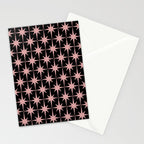 Atomic Age Retro 50s Starburst Pattern in Dusty Blush Pink and Black Stationery Card Gallery Image 2