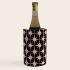 Atomic Age Retro 50s Starburst Pattern in Dusty Blush Pink and Black Wine Chiller Gallery Image 1