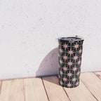 Atomic Age Retro 50s Starburst Pattern in Dusty Blush Pink and Black Travel Mug Gallery Image 4