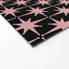 Atomic Age Retro 50s Starburst Pattern in Dusty Blush Pink and Black Welcome Mat Gallery Image 2