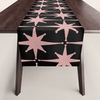 Atomic Age Retro 50s Starburst Pattern in Dusty Blush Pink and Black Table Runner Gallery Image 1
