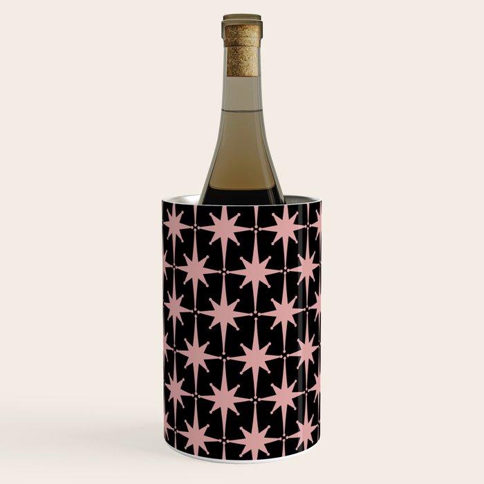 Atomic Age Retro 50s Starburst Pattern in Dusty Blush Pink and Black Wine Chiller Gallery Image 2