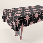 Atomic Age Retro 50s Starburst Pattern in Dusty Blush Pink and Black Tablecloth Gallery Image 1
