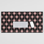Atomic Age Retro 50s Starburst Pattern in Dusty Blush Pink and Black Desk Mat Gallery Image 1
