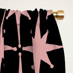 Atomic Age Retro 50s Starburst Pattern in Dusty Blush Pink and Black Window Curtain Gallery Image 2