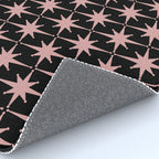 Atomic Age Retro 50s Starburst Pattern in Dusty Blush Pink and Black Rug Gallery Image 4