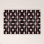 Atomic Age Retro 50s Starburst Pattern in Dusty Blush Pink and Black Welcome Mat Gallery Image 1