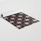 Atomic Age Retro 50s Starburst Pattern in Dusty Blush Pink and Black Yoga Mat Gallery Image 2