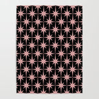 Atomic Age Retro 50s Starburst Pattern in Dusty Blush Pink and Black Poster Gallery Image 4