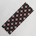Atomic Age Retro 50s Starburst Pattern in Dusty Blush Pink and Black Yoga Mat Gallery Image 1