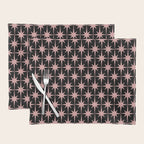 Atomic Age Retro 50s Starburst Pattern in Dusty Blush Pink and Black Placemat Gallery Image 1
