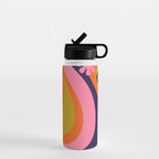 Too Groovy Retro Abstract Flower Power Pattern in Pink Lime Orange Magenta Blue Water Bottle Gallery Image 1