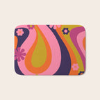 Too Groovy Retro Abstract Flower Power Pattern in Pink Lime Orange Magenta Blue Bath Mat Gallery Image 1