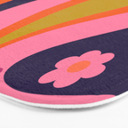 Too Groovy Retro Abstract Flower Power Pattern in Pink Lime Orange Magenta Blue Bath Mat Gallery Image 3