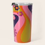 Too Groovy Retro Abstract Flower Power Pattern in Pink Lime Orange Magenta Blue Travel Mug Gallery Image 3