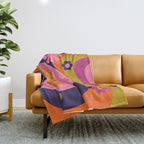 Too Groovy Retro Abstract Flower Power Pattern in Pink Lime Orange Magenta Blue Throw Blanket Gallery Image 1