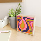 Too Groovy Retro Abstract Flower Power Pattern in Pink Lime Orange Magenta Blue Mini Art Print Gallery Image 2