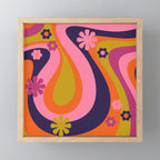 Too Groovy Retro Abstract Flower Power Pattern in Pink Lime Orange Magenta Blue Mini Art Print Gallery Image 1