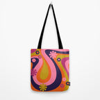 Too Groovy Retro Abstract Flower Power Pattern in Pink Lime Orange Magenta Blue Tote Bag Gallery Image 2