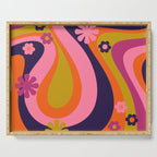 Too Groovy Retro Abstract Flower Power Pattern in Pink Lime Orange Magenta Blue Serving Tray Gallery Image 1