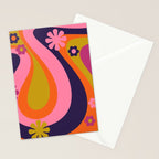 Too Groovy Retro Abstract Flower Power Pattern in Pink Lime Orange Magenta Blue Stationery Card Gallery Image 2