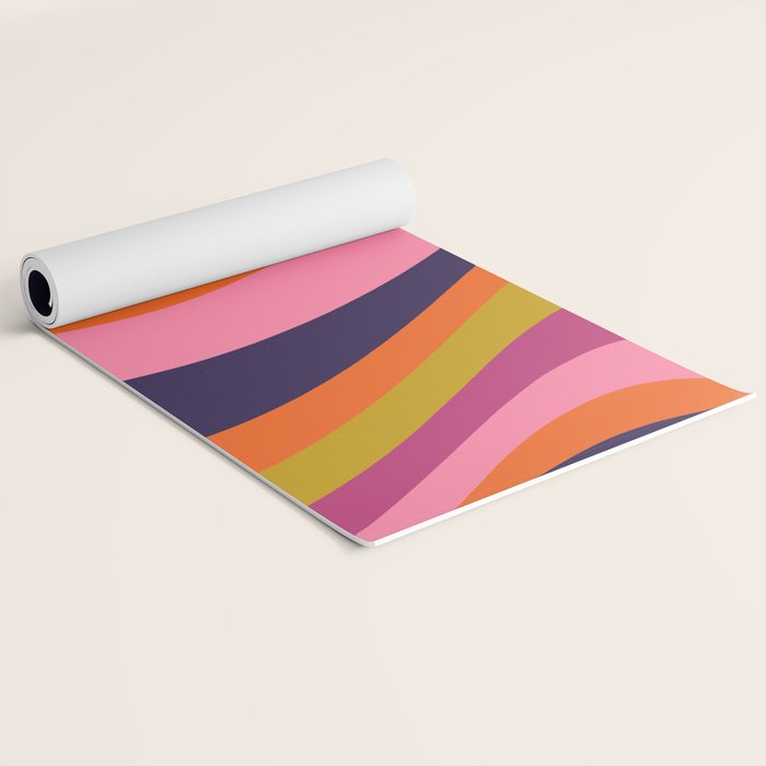 Too Groovy Retro Abstract Flower Power Pattern in Pink Lime Orange Magenta Blue Yoga Mat Gallery Image 2