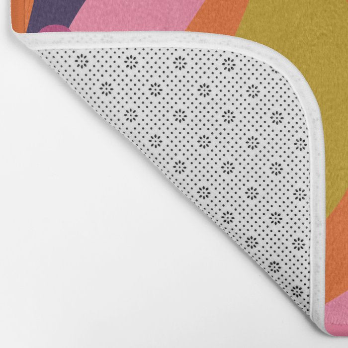 Too Groovy Retro Abstract Flower Power Pattern in Pink Lime Orange Magenta Blue Bath Mat Gallery Image 2