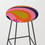 Too Groovy Retro Abstract Flower Power Pattern in Pink Lime Orange Magenta Blue Stool Gallery Image 2