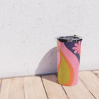 Too Groovy Retro Abstract Flower Power Pattern in Pink Lime Orange Magenta Blue Travel Mug Gallery Image 4