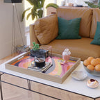 Too Groovy Retro Abstract Flower Power Pattern in Pink Lime Orange Magenta Blue Serving Tray Gallery Image 2