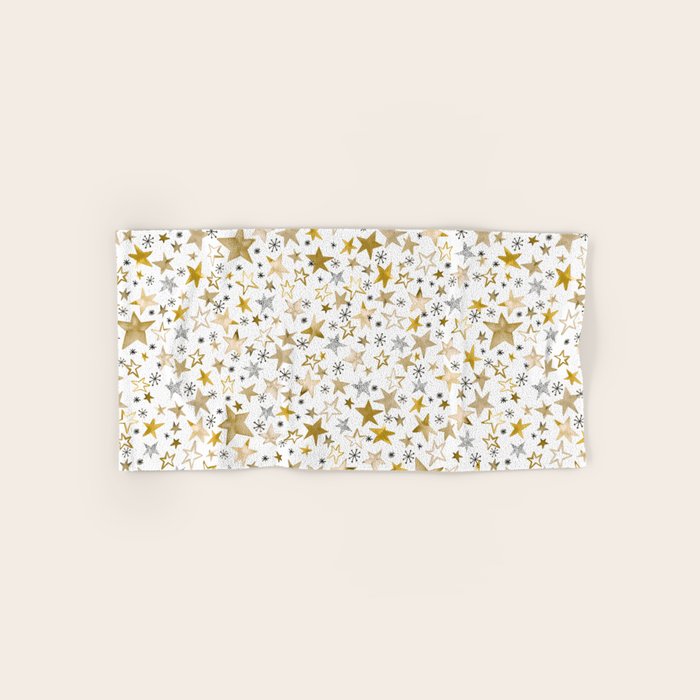 Christmas Golden Stars Elegant Celestial Stars Bath Towel Gallery Image 1