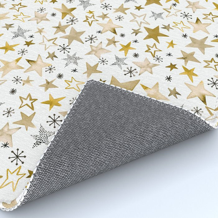 Christmas Golden Stars Elegant Celestial Stars Rug Gallery Image 4