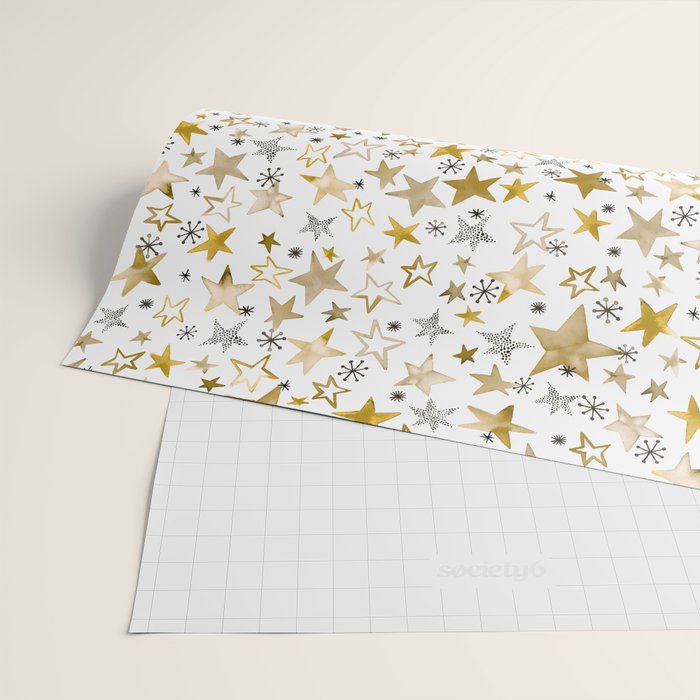 Christmas Golden Stars Elegant Celestial Stars Wrapping Paper Gallery Image 2