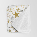 Christmas Golden Stars Elegant Celestial Stars Throw Blanket Gallery Image 3