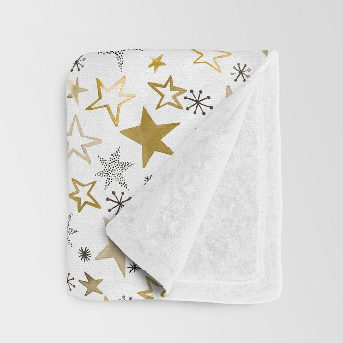 Christmas Golden Stars Elegant Celestial Stars Throw Blanket Gallery Image 3