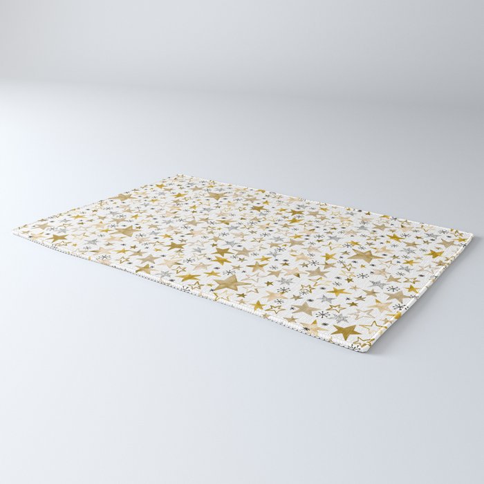 Christmas Golden Stars Elegant Celestial Stars Rug Gallery Image 3