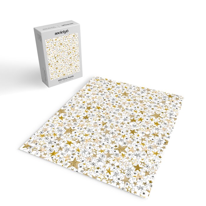 Christmas Golden Stars Elegant Celestial Stars Jigsaw Puzzle Gallery Image 2