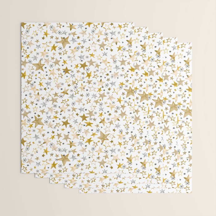 Christmas Golden Stars Elegant Celestial Stars Wrapping Paper Gallery Image 3