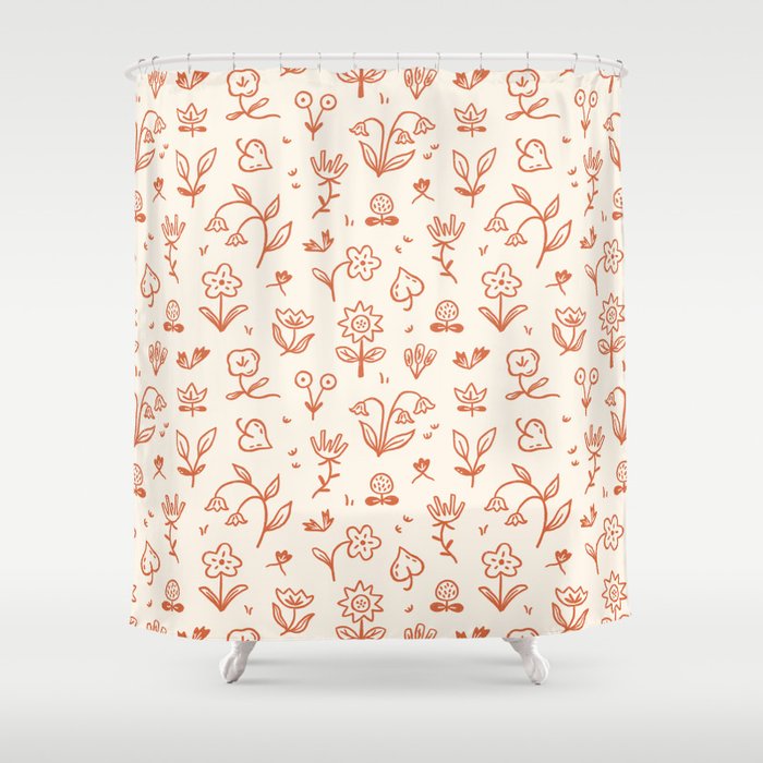 Playful Flower Doodles Shower Curtain Gallery Image 1