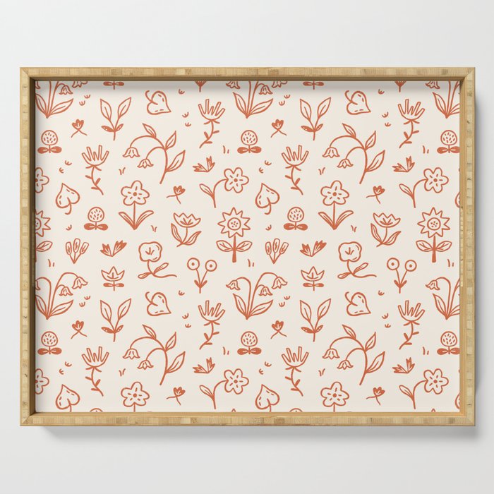 Playful Flower Doodles Serving Tray Gallery Image 1