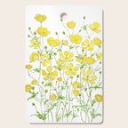 yellow buttercup flowers filed watercolor  Cutting Board Gallery Image 1