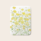 yellow buttercup flowers filed watercolor  Bath Mat Gallery Image 1
