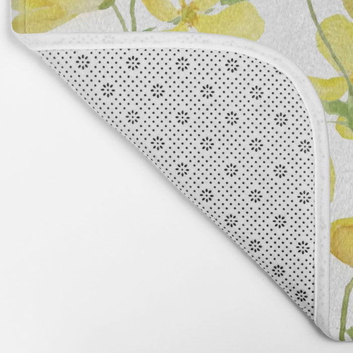yellow buttercup flowers filed watercolor  Bath Mat Gallery Image 2